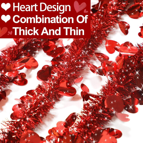 Γιρλάντα με σχήμα καρδιάς για του Αγίου Βαλεντίνου, συσκευασία 6 τεμαχίων 8,2 πόδια 2