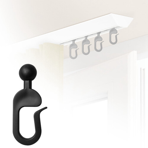 Plastic Hooks For Gazebo Curtains - Black Track Hooks Rustproof Multipurpose Gliding
