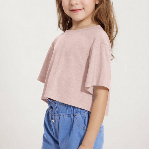 Top corti estivi da ragazza, magliette oversize a girocollo, a maniche corte, basic. 1