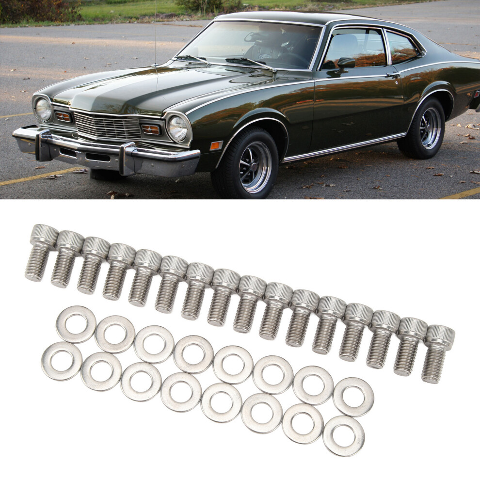 16Pcs Stainless Steel Cylinder Head Bolts Kit For Ford Sbf 260-351M 4921387588881