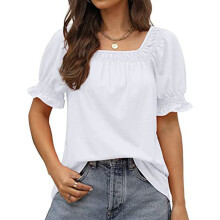 Lässige Bluse mit eckigem Ausschnitt, fließendem, trendigem Design, leichtem Stretchmaterial, plissiertem Schnitt und Rüschenärmeln – ein