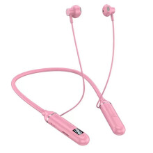 Rosa Bluetooth-hörlurar med halsband, 200 timmars speltid, vattentäta, balanserade element, mikrofon — kompatibel med iPhone och Android