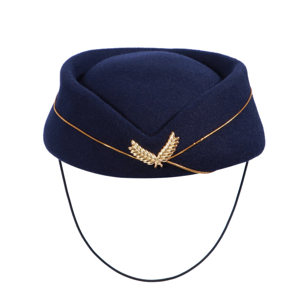 Cappello Da Hostess Topbathy In Lana Blu, Design Ergonomico, Vestibilità Comoda, Accessorio Per Costume.-image
