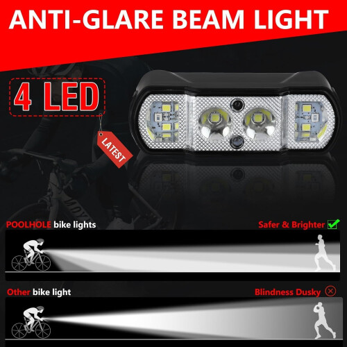 Προβολέας ποδηλάτου LED 500L, έξυπνος αισθητήρας & αδιάβροχος, επαναφορτιζόμενος USB-C, 2