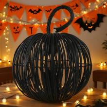 Czarne wiklinowe dynie rattanowe, naturalne kule z dyni winorośli, ozdoba na Halloween, jesienne Święto Dziękczynienia, dekoracja stołu 9,4 cala