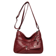 Vintage nová všestranná mäkká PU kožená medzivrstva cez jedno rameno crossbody kabelka