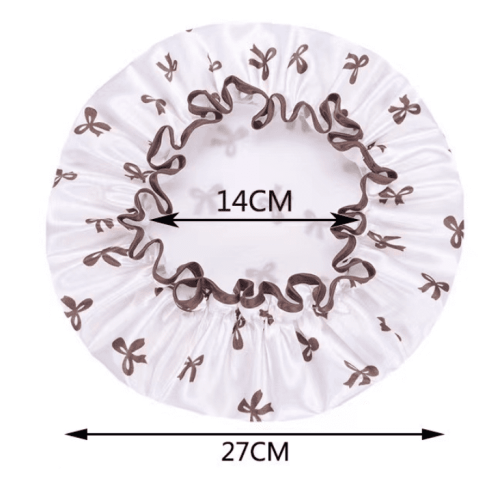 Premium Double-Layer Waterproof Shower Cap – Elegant Bow Design, Rose Gold 1