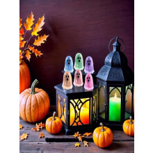 100 ks svietiacimi mini figúrkami duchov, 0,75", viacfarebné – darčeky na halloweensku párty, dekorácie do domčeka pre bábiky, hračky,