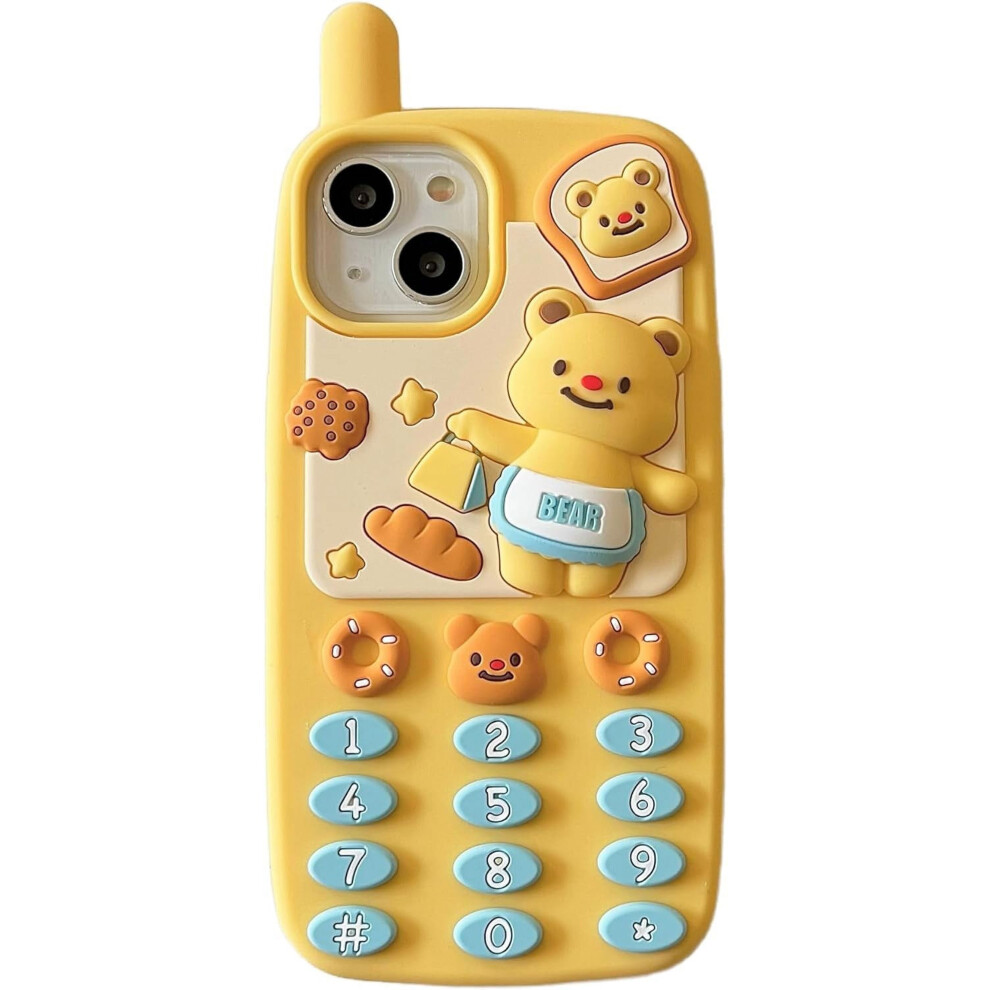 3D Cute Retro Butter Bear Soft Silicone Case For Iphone 12/12 Pro (6.1") Â Kawaii Cartoon Design Grey 9193271209638