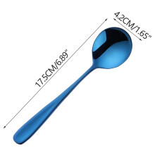 Stainless Steel Flat Handle Round Spoon, Thickened Dinner and Soup Spoon, for Home Dining and Everyday Use.