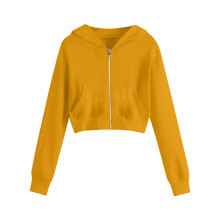 Girls Cropped Hoodie Zip Up Hoodies Jackets Zipper Long Sleeve Sweatshirts Fall Winter Clothes Yellow 11-12 Years