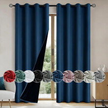 Blackout Curtains 78.75" Long, Room Darkening Grommet Panels, Thermal Insulated, Light Blocking, Navy, 1 Panel (39.37"W)