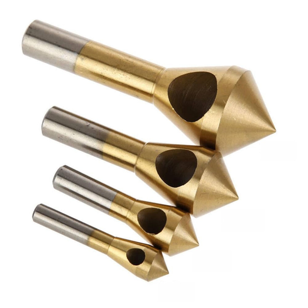 4Pcs 90 Chamfer Countersink Tool Set Â Hss Titanium-Coated For Metal/Wood, Compatible With Standard Drills 9327961856059