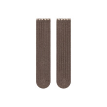 Calze al ginocchio da ragazza, tinta unita, in cotone, stile retrò a trecce, comode, ideali per la scuola, primavera/autunno, colore marrone, taglia
