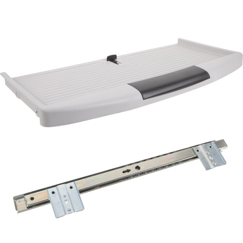 1 Set Under Desk Mount Keyboard Tray in Light Grey Abs for Ergonomic Office Use