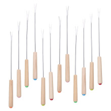 Fondue Forks Stainless Steel with Oak Handle 12 Pcs
