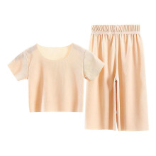 Girls 2 Piece Outfits Kids Short Sleeve T Shirts Wide Leg Pants Clothing Sets Khaki 8-10 Years