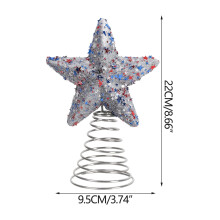Colorful Glitter 5-Pointed Star Tree Topper – Lightweight, Indoor/Outdoor Use, Ideal for Independence Day & Thematic Trees