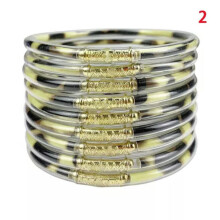 9pcs/set Filled Jelly Bangles Set Glitter Buddha Bracelet Girls-2