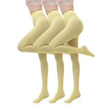 Black Tights for Women, 3PC Large Size, Christmas Candy-Colored, Solid Color Stockings – Yellow M