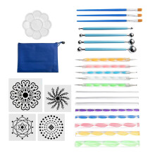 25 Pcs Mandala Rock Dotting Tools Art Painting Tools Set, Including 4 Style Mandala Stencils, Acrylic Rods, Paint Tray And Double Sided Dotting Tools