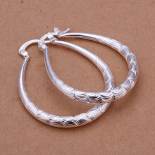 Women's Silver Stud Dangle Earrings Oval Edge 2PCS