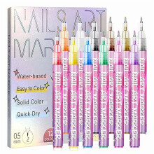 12-Color Nail Art Markers for Gel Nails – Quick-Dry DIY Nail Art Pens Set for Home & Salon (1 Set)