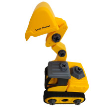 Modeled plastic toy figurines, Construction Toys, Tough Machines Toy Excavator, Yellow