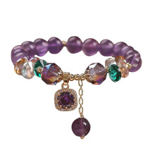 Designer Natural Amethyst Chain Irregular Zircon Necklace adjustable beaded bracelet for women, 4PCS