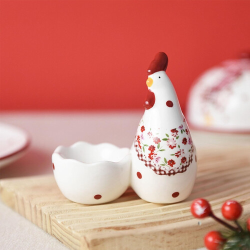 Boutique Chicken Print Ceramic Eggs Holder Storage Cup Easy Tool Breakfast Table Decoration Home Decoration Eggs Cup 1