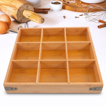 Tea Bag Organizer with 9 Compartments Wooden Tea Storage Box Storage Organizer Holder for Beverage Supplies Sugar Sweeteners