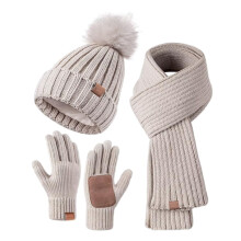 Scarfs for Women Scarves for Women Lightweight Warm Winter Knitted Wool Plus Velvet Padded Gloves Hats And Scarves
