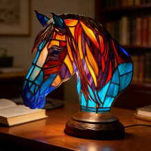 USB Plug Colorful Horse Head Modeling Light Ornament Home Decor Table Ornaments for Living Room Bedroom Office