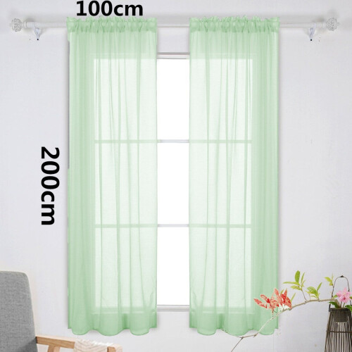 Window Sheer Curtains Mint Green 39x79 in Light Filtering 2