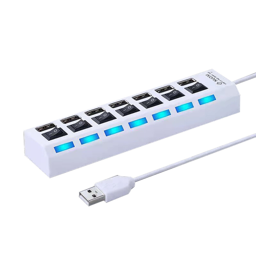 Multi Port Usb Hub Splitter 7 Port Usb 2.0 Hub For Laptop Usb Port Expander With On/Off Individual Switch Compatible For All Usb Device 9130661097260