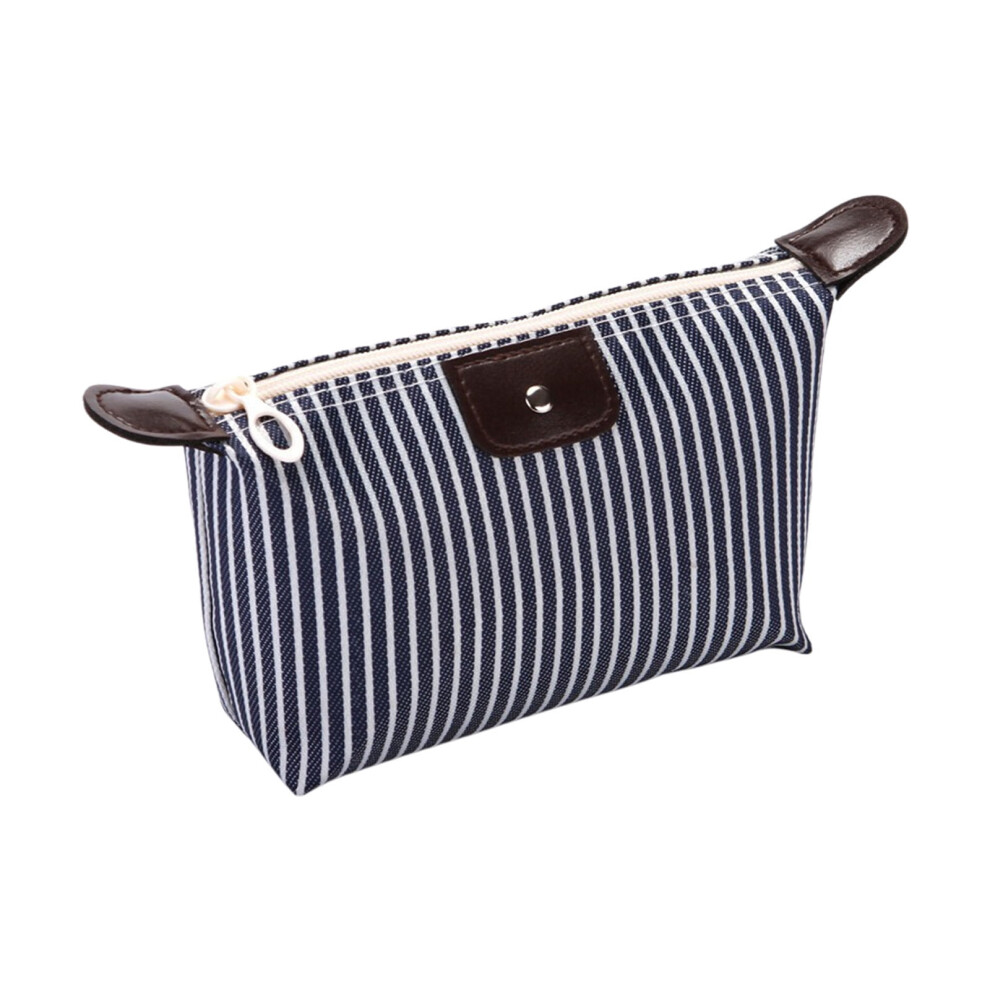 Black Travel Makeup Bag, Toiletry Bag, Nylon Cosmetic Bag, Trendy Striped Makeup Bag, Toiletry Purse, Make Up Storage Bag Organizer,