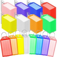 100 Pcs Plastic Key Tags with Labels, Key Tags with Ring and Label Window, Key Identifiers for Luggage, Backpack, Item(8 Colors)