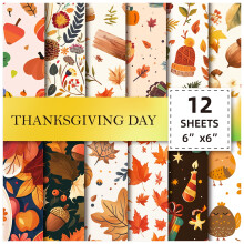 Thanksgiving craft paper 6x6 inch 24 sheets 12 designs