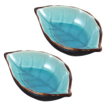 2 Pcs Ceramic Coffee Spoon Rest Ice Cracks Leaf Design Small Teaspoon Holder for Coffee Station Accessories