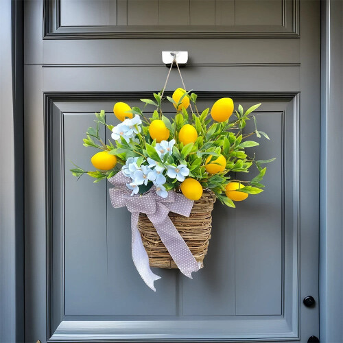 Guirlanda de Páscoa Floral de Primavera para Enfeite de Porta 15,35 polegadas 1