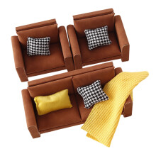 Modern Dollhouses Sofa Couch Decors 1/12 Scale Wooden Tiny Furniture For Room Accessories