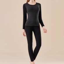 asdoklhq Women's Fleece Thermal Underwear Set Ladies' Casual Long Sleeved Round Neck Casual Top Pants Thermal Underwear Sets Black L