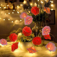 Marry Me Rose String Lights – 20 ft, 20 LED, Battery-Powered Fairy Lights for Proposal, Wedding, Anniversary, Party (Red & White)