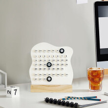 Wooden Desktop Perpetual Calendar – Adjustable, Elegant Minimal Design for Home Office, School & Planning (Compatible with Standard Desks)