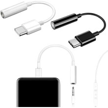 USB-C to 3.5mm Headphone Adapter with Line Control, 2 pcs