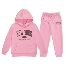 Girls Long Sleeve Hoodie and Pants Set Soft Warm Pullover Sweat Suit for Toddler Kids Playful Outfits Cozy Two Piece Comfy Pink 5-6 Years