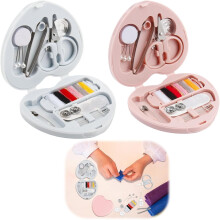 2 - Pack Heart - Shaped Mini Sewing Kit, Portable Emergency Repair Set with Threads & Tools, 7.57cm for Travel & Home (Pink & Blue)
