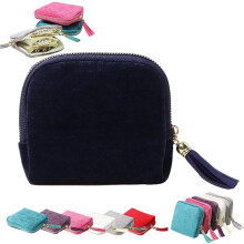 Travel Jewelry Case with Zipper, Velvet Organizer Pouch for Bracelets, Rings, Earrings – Dark Blue