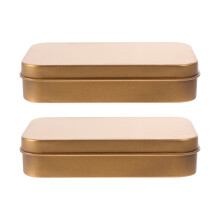 Small Metal Boxes Golden 2Set Airtight Storage For Tea Leaves