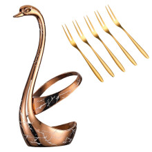 Swan Base Cutlery Storage Rack with Fruit Fork for Household Restaurant Hotel